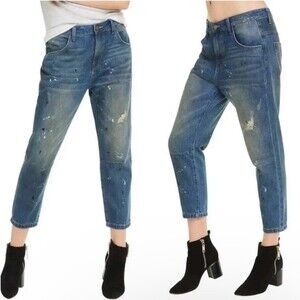 Wildfox Womens Sz 26 DaVinci Relaxed Baggy Paint Splatter Crop Boyfriend Jeans